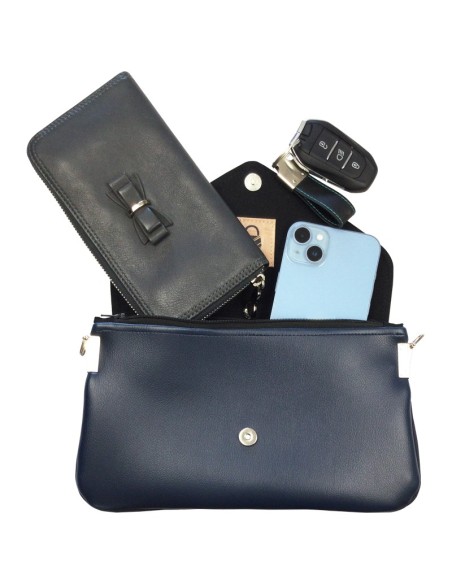 Pochette Bleue en Cuir Synthétique – Rabat Interchangeable pour un Style Unique