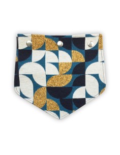 Rabat pochette jacquard – motifs géométriques bleu, noir, blanc, ocre