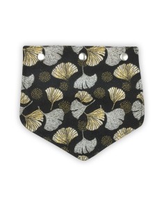 Rabat jacquard noir – feuilles ginkgo doré et argenté – pour sac pochette