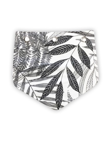 Rabat en coton demi-natté – motifs végétaux noir et blanc – pour pochette Rabat en coton demi-natté – motifs végétaux noir et blanc – pour pochette
