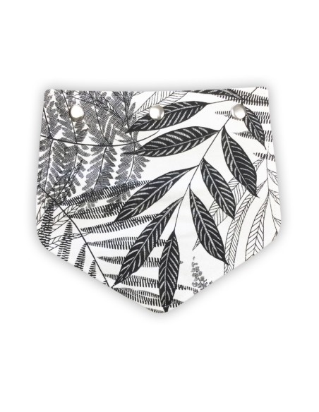 Rabat en coton demi-natté – motifs végétaux noir et blanc – pour pochette