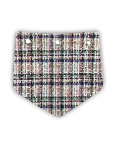 Rabat en tweed à carreaux – tons rose, vert, beige, blanc et noir – pour sac pochette