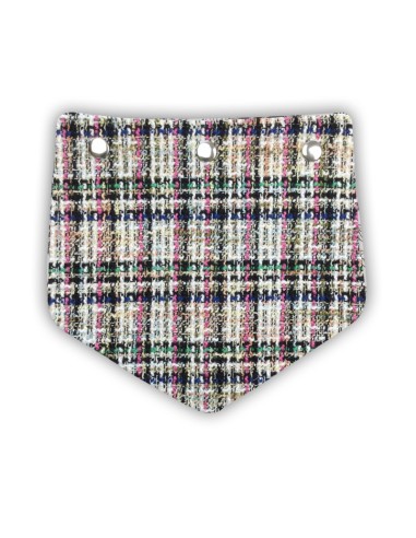 Rabat en tweed à carreaux – tons rose, vert, beige, blanc et noir – pour sac pochette Rabat en tweed à carreaux – tons rose, vert, beige, blanc et noir – pour sac pochette