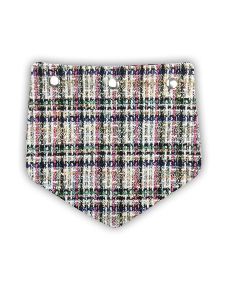 Rabat en tweed à carreaux – tons rose, vert, beige, blanc et noir – pour sac pochette