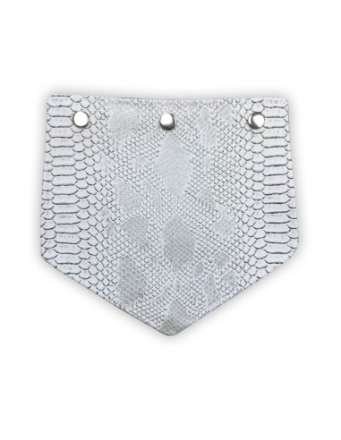 Rabat en simili cuir blanc et gris – effet croco texturé – pour pochette élégante Rabat en simili cuir blanc et gris – effet croco texturé – pour pochette élégante