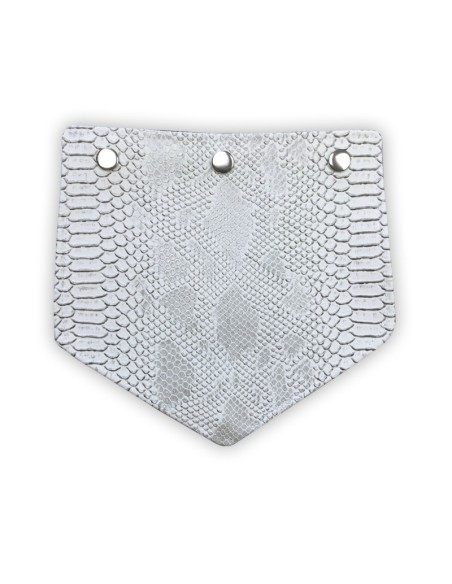 Rabat en simili cuir blanc et gris – effet croco texturé – pour pochette élégante