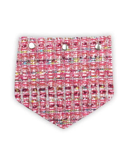 Rabat maille rose effet tweed – fils métalliques argentés – pour pochette