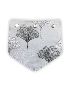 Rabat jacquard Luxe perle – motif ginkgo blanc et noir – pour pochette