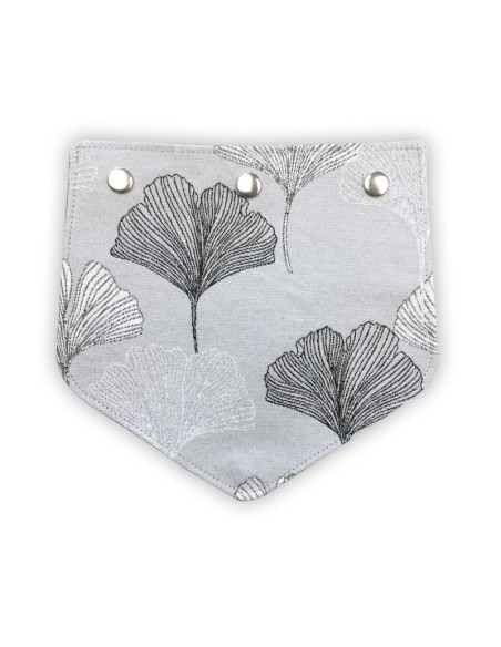 Rabat jacquard Luxe perle – motif ginkgo blanc et noir – pour pochette