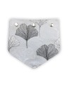 Rabat jacquard Luxe perle – motif ginkgo blanc et noir – pour pochette