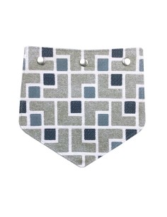 Rabat en velours gris et tissu brodé – carrés bleus – pour pochette élégante