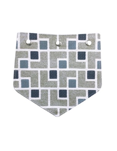 Rabat en velours gris et tissu brodé – carrés bleus – pour pochette élégante Rabat en velours gris et tissu brodé – carrés bleus – pour pochette élégante