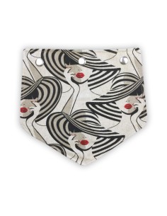 Rabat toile imprimée fond lin – silhouette femme noire au chapeau et lèvres rouges