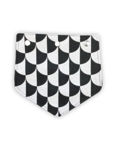 Rabat jacquard noir et blanc – motif damier arrondi – pour sac pochette