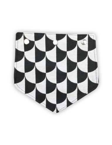 Rabat jacquard noir et blanc – motif damier arrondi – pour sac pochette Rabat jacquard noir et blanc – motif damier arrondi – pour sac pochette