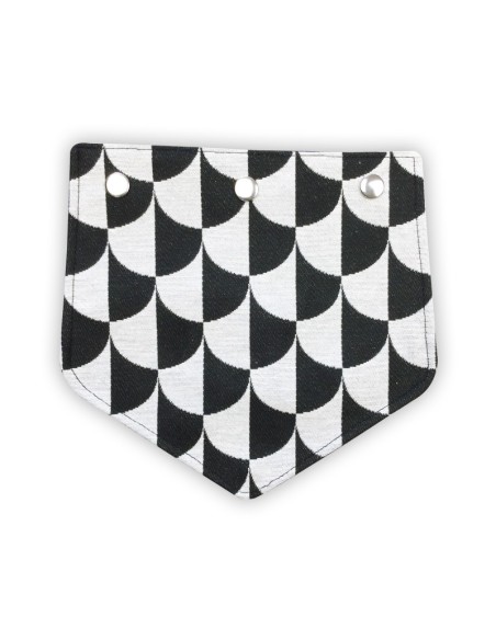 Rabat jacquard noir et blanc – motif damier arrondi – pour sac pochette