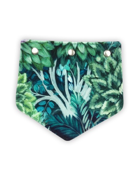 Rabat en velours motif feuillage luxuriant – tons de vert vif – pour sac pochette
