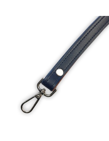 Bandoulière bleue en cuir synthétique – Réglable, robuste et réparable