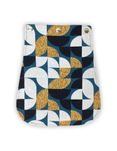 Rabat de sac en jacquard géométrique bleu, noir et ocre