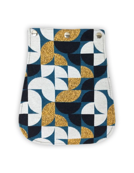 Rabat de sac en jacquard géométrique bleu, noir et ocre
