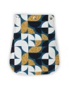 Rabat de sac en jacquard géométrique bleu, noir et ocre