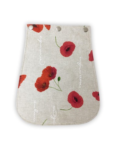 Rabat de sac en toile lin à coquelicots rouges – interchangeable Rabat de sac en toile lin à coquelicots rouges – interchangeable