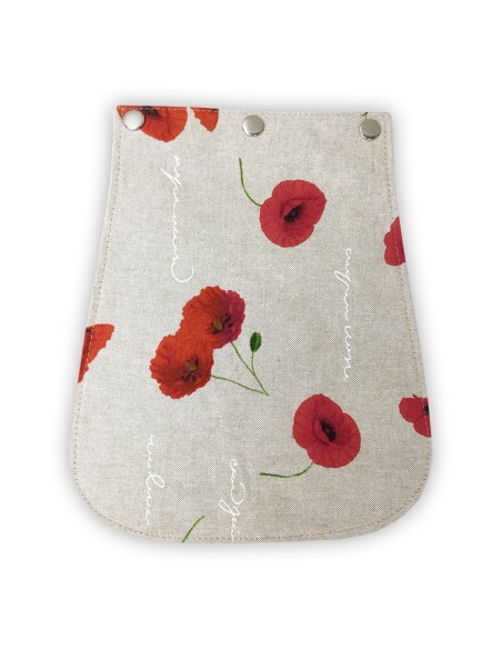 Rabat de sac en toile lin à coquelicots rouges – interchangeable