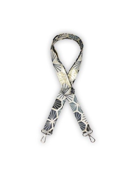 Bandoulière en toile Faro bleu et or – motif étoile – réglable