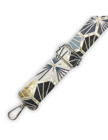 Bandoulière en toile Faro bleu et or – motif étoile – réglable