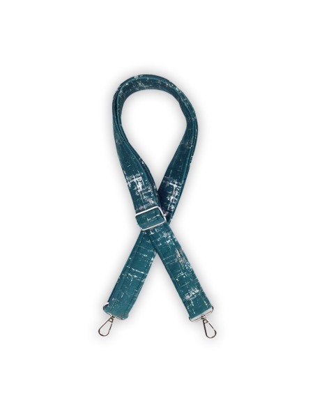 Bandoulière velours vert – reflets or & argent – réglable et assortie