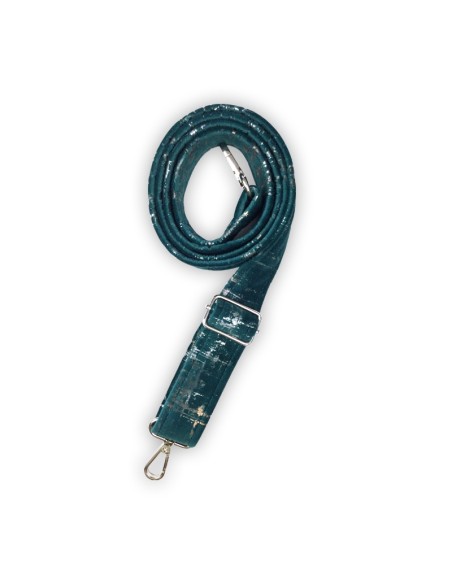 Bandoulière velours vert – reflets or & argent – réglable et assortie