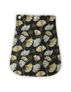 Rabat jacquard noir – ginkgo brodé doré et argenté – chic & interchangeable