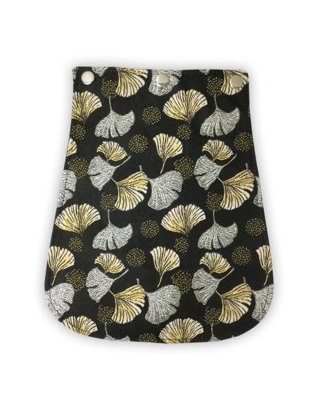 Rabat jacquard noir – ginkgo brodé doré et argenté – chic & interchangeable