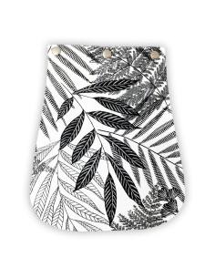 Rabat coton demi-natté blanc – motifs végétaux noir et blanc – interchangeable