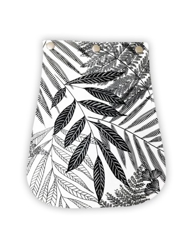 Rabat coton demi-natté blanc – motifs végétaux noir et blanc – interchangeable Rabat coton demi-natté blanc – motifs végétaux noir et blanc – interchangeable
