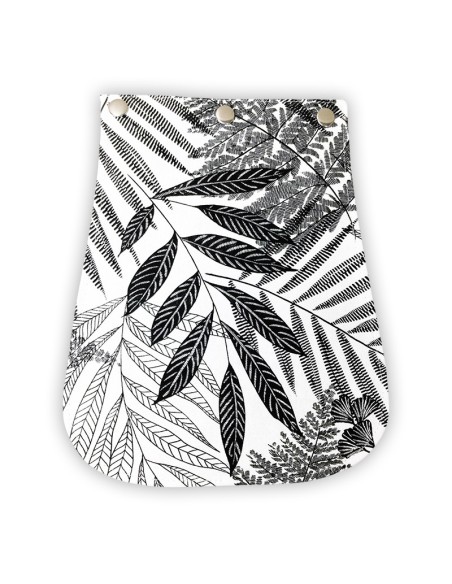 Rabat coton demi-natté blanc – motifs végétaux noir et blanc – interchangeable