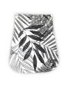 Rabat coton demi-natté blanc – motifs végétaux noir et blanc – interchangeable