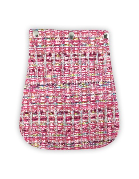 Rabat en maille rose – fil argenté brillant – effet tweed chic & lumineux