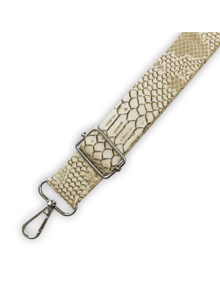Bandoulière croco beige – cuir synthétique – réglable & assortie