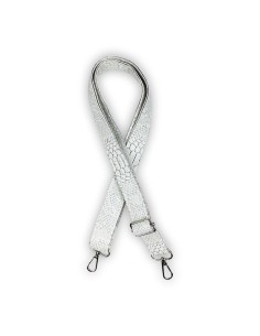 Bandoulière croco blanc & gris – simili cuir – réglable et élégante