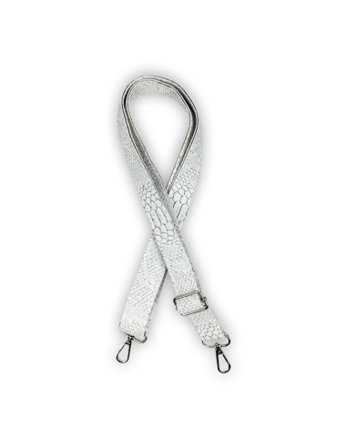 Bandoulière croco blanc & gris – simili cuir – réglable et élégante Bandoulière croco blanc & gris – simili cuir – réglable et élégante