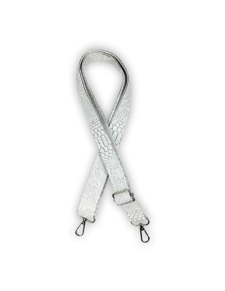 Bandoulière croco blanc & gris – simili cuir – réglable et élégante