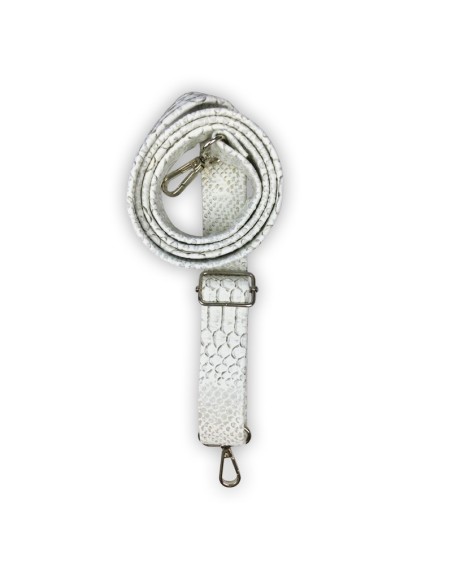 Bandoulière croco blanc & gris – simili cuir – réglable et élégante