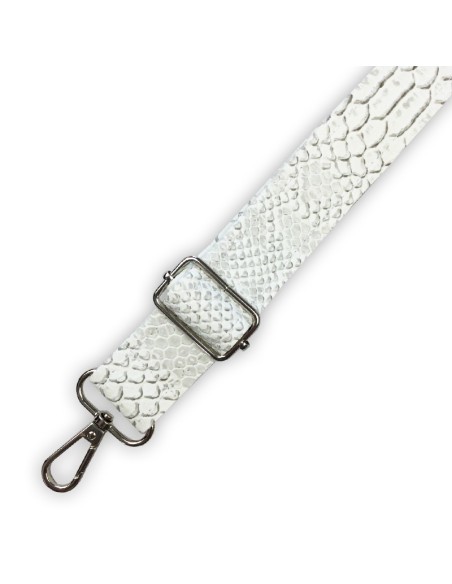 Bandoulière croco blanc & gris – simili cuir – réglable et élégante