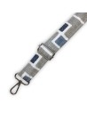 Bandoulière velours gris & carrés brodés – tissu géométrique – réglable