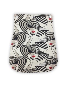 Rabat toile imprimée – femme chic au chapeau – fond lin & lèvres rouges