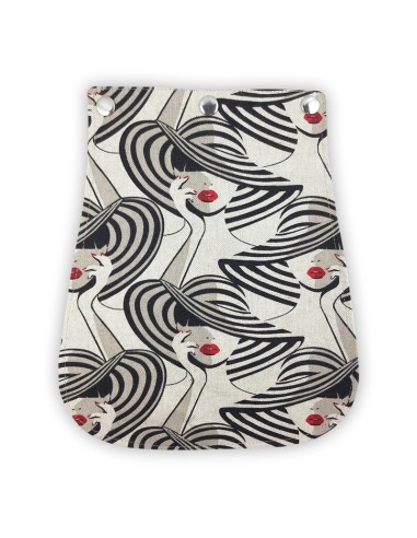 Rabat toile imprimée – femme chic au chapeau – fond lin & lèvres rouges Rabat toile imprimée – femme chic au chapeau – fond lin & lèvres rouges