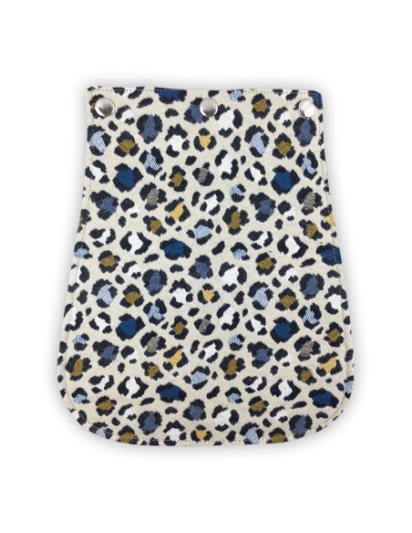 Rabat jacquard Made in France – motif léopard – bleu et camel – tendance sauvage