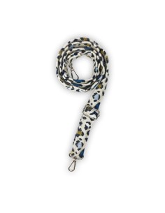 Bandoulière jacquard Made in France – motif léopard – bleu & camel – ajustable 2
