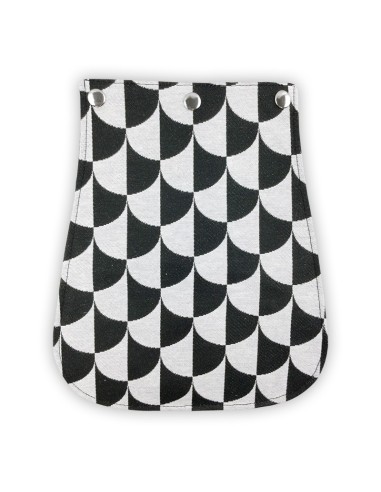 Rabat jacquard noir et blanc – motif damier arrondi – graphique et moderne Rabat jacquard noir et blanc – motif damier arrondi – graphique et moderne
